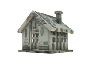 a house made out of dollar bills